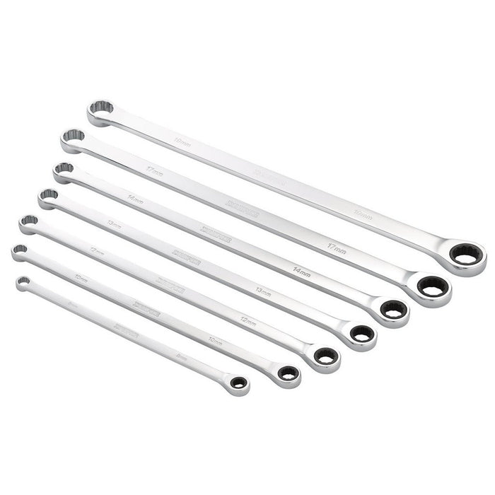 Draper HI-TORQ® Metric Extra-Long Double Ring Ratchet Spanner Set 7 Pce