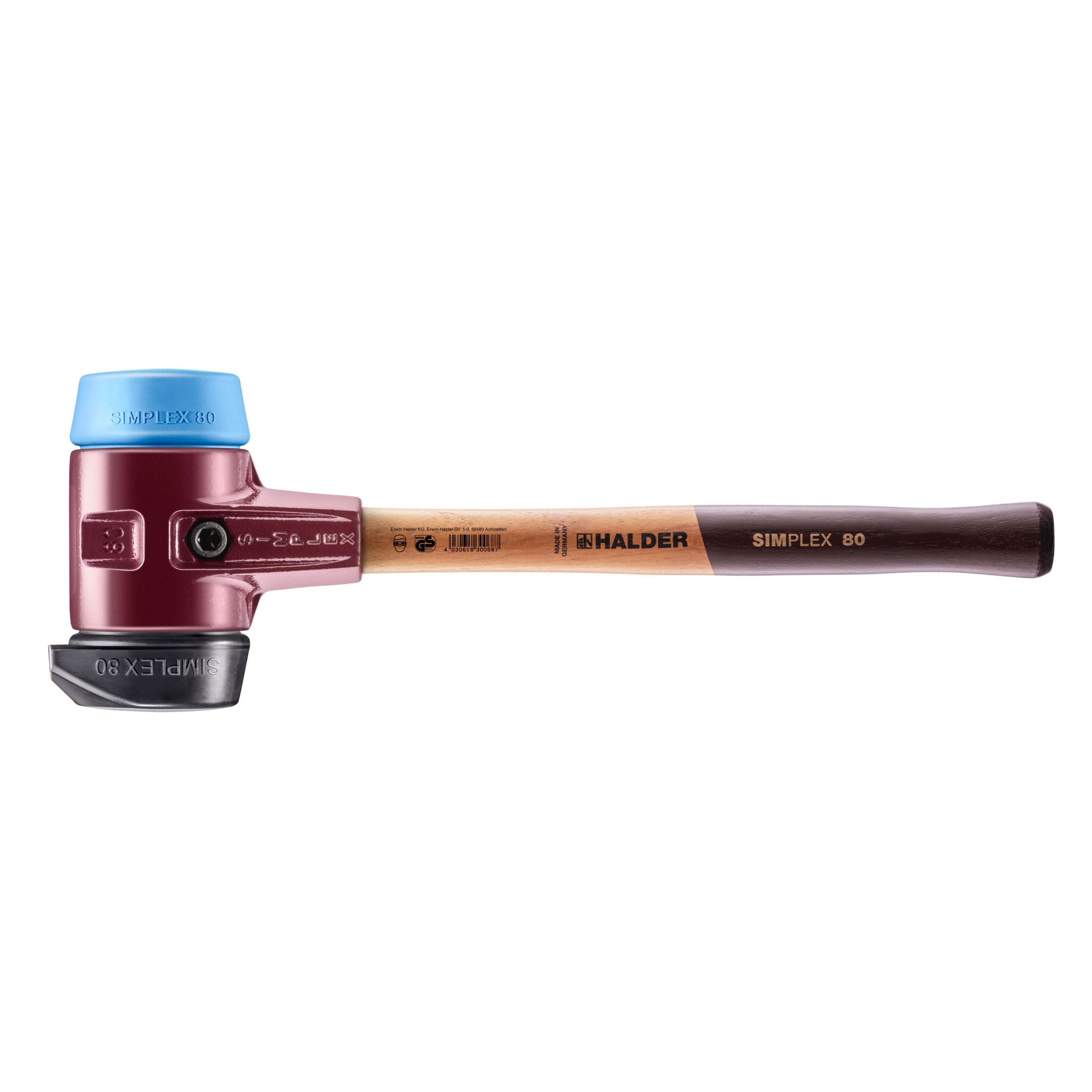 Halder SIMPLEX Soft-Face Mallet Cast Iron Housing Wood Handle Rubber w ...