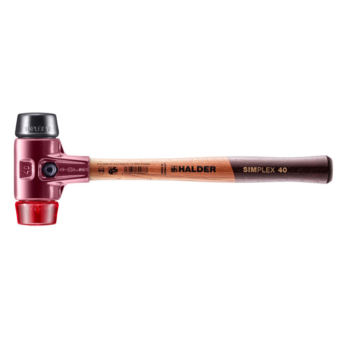 Halder SIMPLEX Soft-Face Mallet Cast Steel Housing Wood Handle Rubber/Plastic 640g