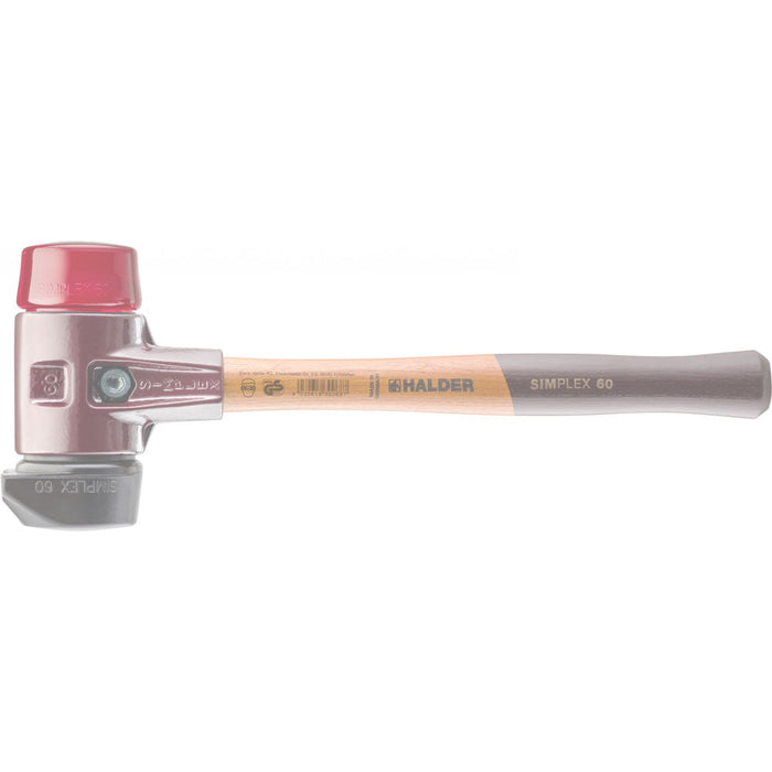 Halder SIMPLEX Soft-Face Mallet Cast Steel Housing Wood Handle Rubber with Stand-Up/Plastic 1530g