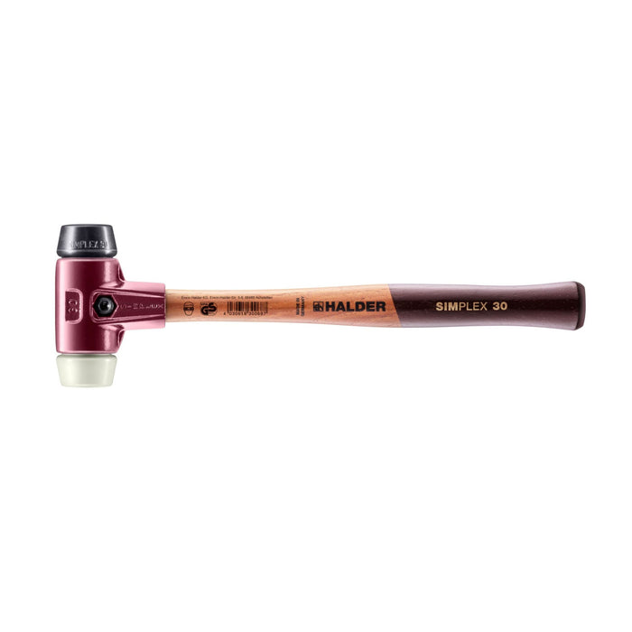 Halder SIMPLEX Soft-Face Mallet Cast Steel Housing Wood Handle Rubber/Nylon 355g