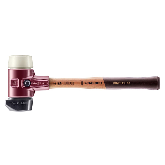 Halder SIMPLEX Soft-Face Mallet Cast Steel Housing & Wood Handle Rubber with 