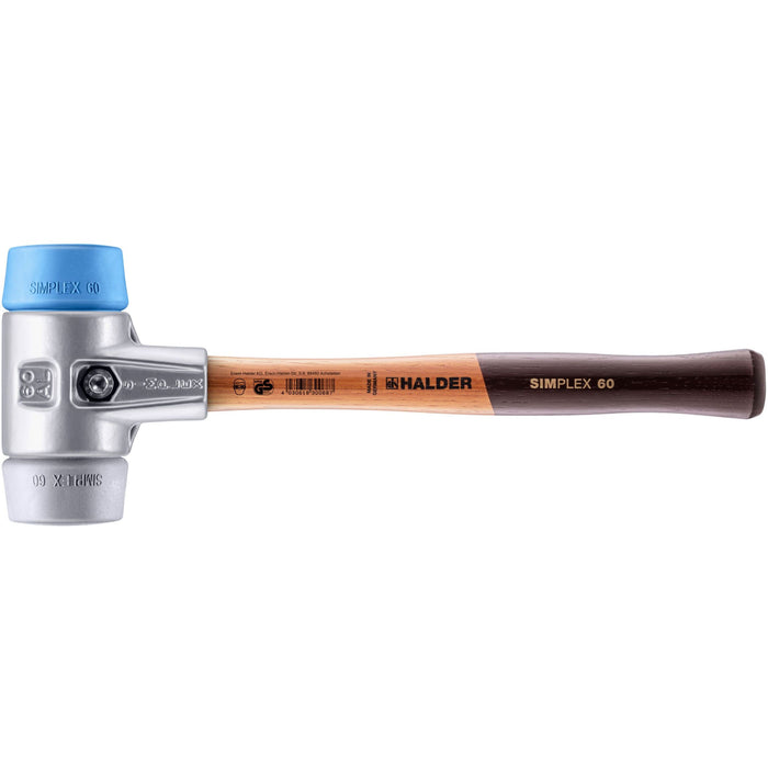 Halder SIMPLEX Soft-Face Mallet Aluminium Housing & Wooden Handle TPE-Soft/TPE-Mid 850g