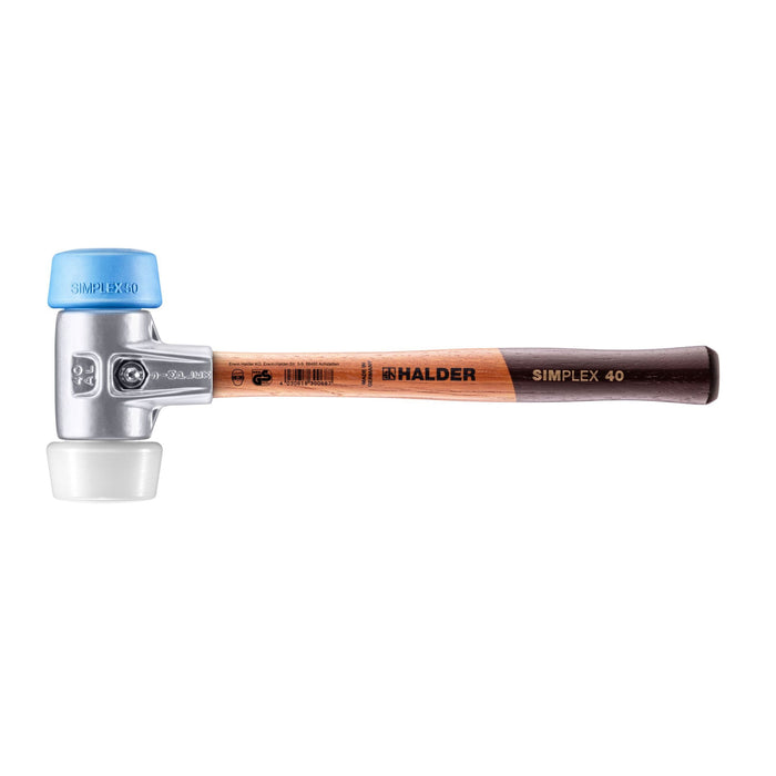 Halder SIMPLEX Soft-Face Mallet Aluminium Housing & Wooden Handle TPE-Soft/Superplastic 430g