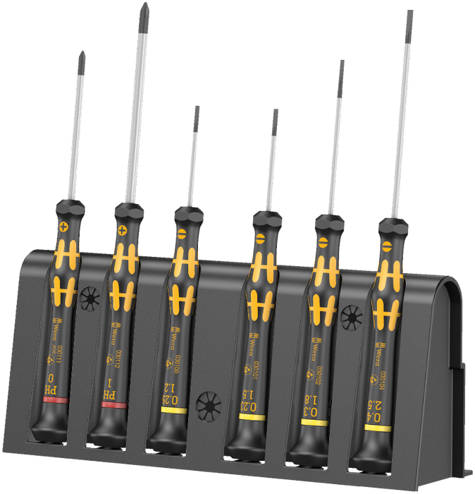 Wera 1578 A/6 ESD Slotted/Phillips Precision Screwdriver Set & Rack for Electronic Applications 6 Piece 030170
