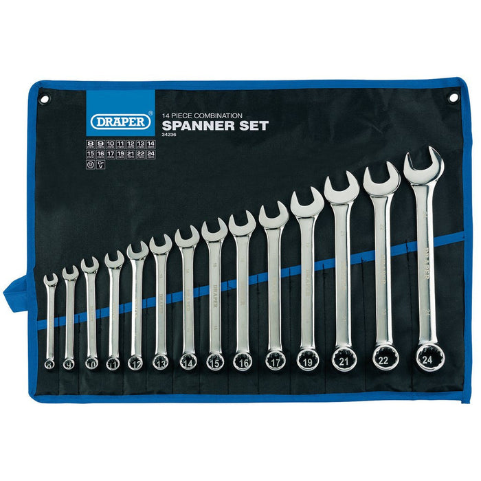 Draper Tools HI-TORQ® Metric Combination Spanner Set 14 Piece 34236