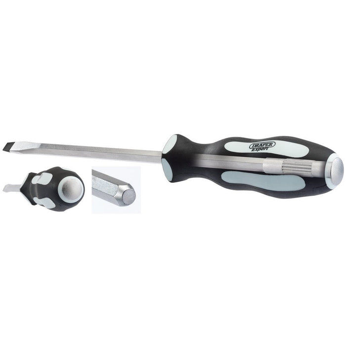 Draper Tools Pound Thru Plain Slot 10 x 250mm Soft Grip Screwdriver 35186