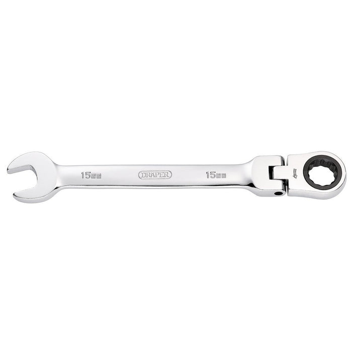 Draper Tools Hi-Torq® Metric Flexible Head Ratcheting Combination Spanner 15mm 52017