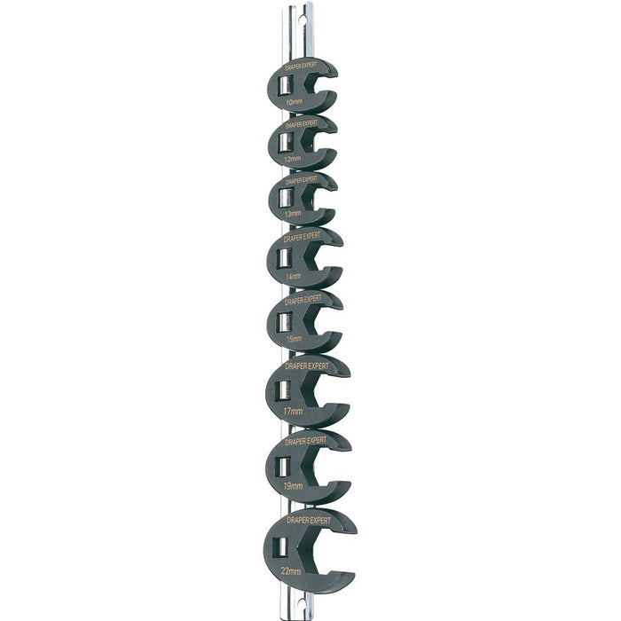 Draper Tools Expert Metric Crow Foot Spanner Set on a Metal Rail 3/8