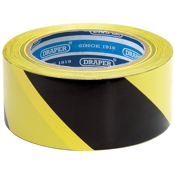 Draper Tools Yellow Adhesive Hazard Tape Roll 33mx50mm Black and Yellow 63382