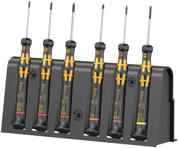 Wera 1550/6 ESD Micro Precision Screwdriver Set & Rack for Electronic Applications 6 Piece 030180