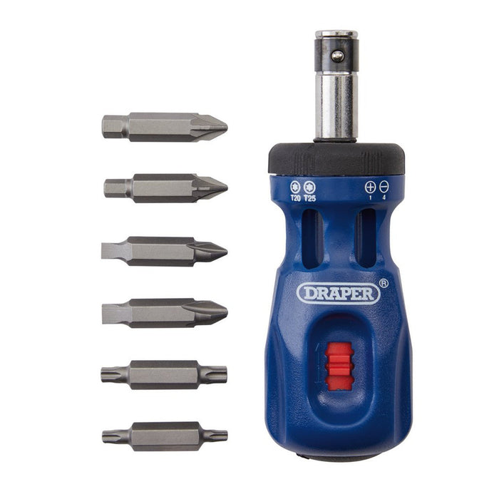 Draper Tools Chubby Ratcheting Screwdriver & Bit Set, 7 Pce