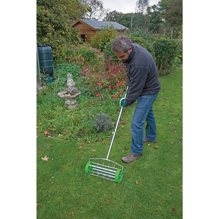 Draper Tools Rolling Lawn Aerator Spiked Drum, 450mm