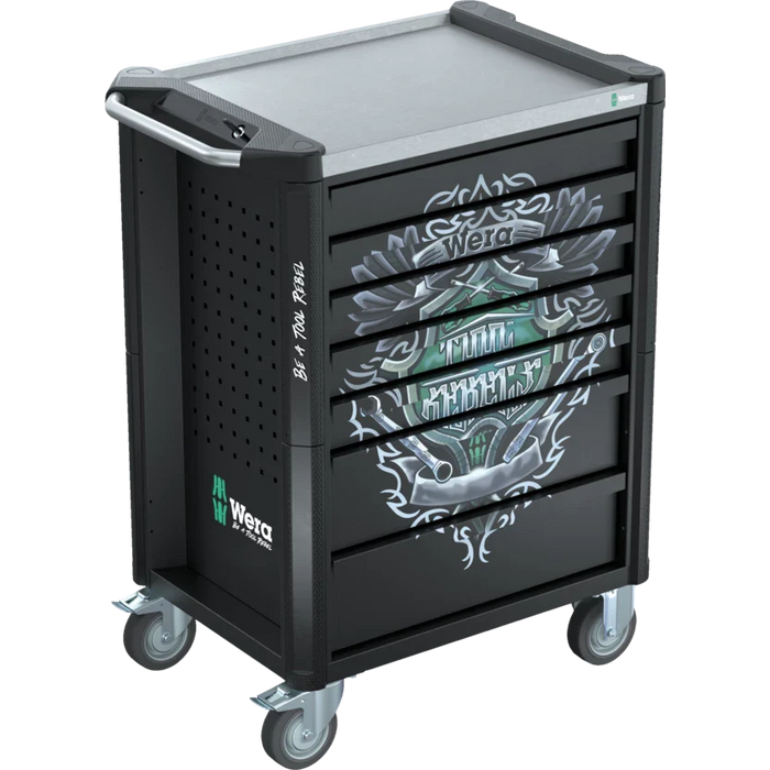 Wera 9705 Tool Rebel Roller Cabinet Stainless 1 with Tool Assortment, 177 Piece 150135