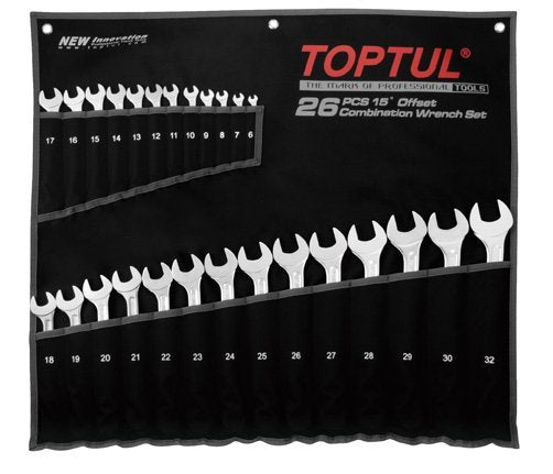 Toptul 26 Pce 15Â° Offset Super-Torque Combination Spanner Set Metric