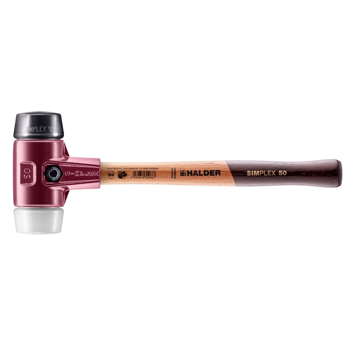 Halder SIMPLEX Soft-Face Mallet Cast Steel Housing & Wood Handle Rubber/Superplastic 1105g
