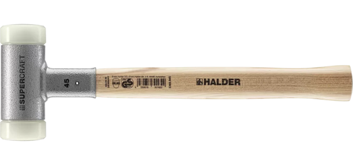 Halder Soft-Face Mallet Non-Rebound Hickory Handle Ø 45mm Nylon, 830g