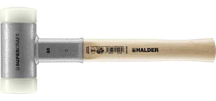 Halder Soft-Face Mallet Non-Rebound Hickory Handle Ø 60mm Nylon 1.7kg