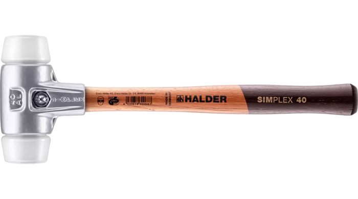 Halder Simplex Soft-Face Mallet Superplastic with Aluminium Housing and High Quality Wooden Handle Ø 40 3107.040