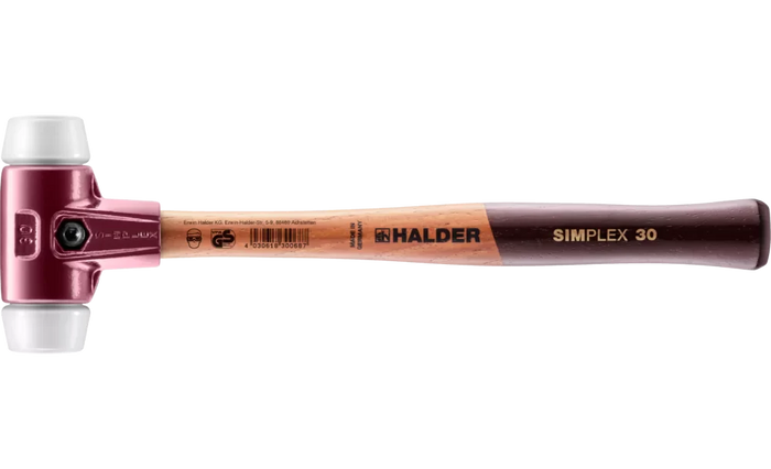 Halder Simplex Soft-Face Mallet Superplastic with Cast Iron Housing and High Quality Wooden Handle Ø 30 3007.030
