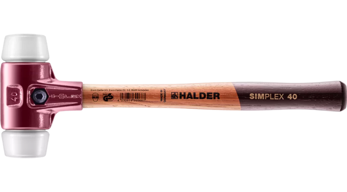 Halder Simplex soft-face mallet cast steel/wood handle Ø 40 Superplastic 610g