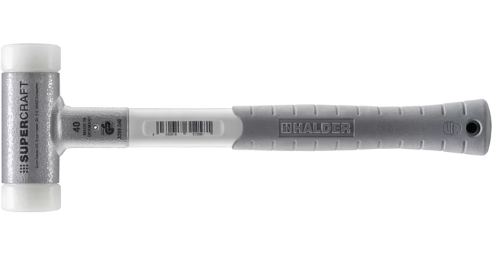 Halder Soft-Face Mallet Non-Rebound with 3-Component Handle White Ø 40mm Nylon 760g