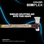 Halder SIMPLEX Splitting Axe Cast Iron Housing & Hickory Handle 100mm Blade