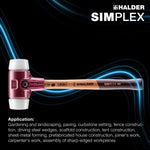 Halder Simplex soft-face mallet cast steel/wood handle Ø 40 Superplastic 610g