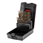 RUKO Ultimatecut Twist Drill Set DIN 338 Type FLOWSTEP® HSSE-Co 5 In Plastic Case 19 Pce