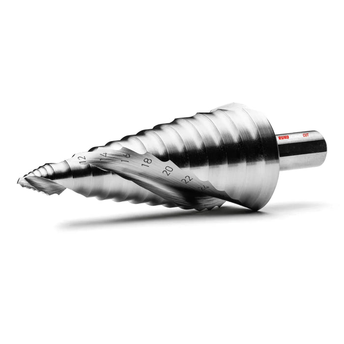 Ruko Ultimatecut Step Drill Set HSSE-Co 5 Spiral Fluted with Flowstep Tip 9-38mm
