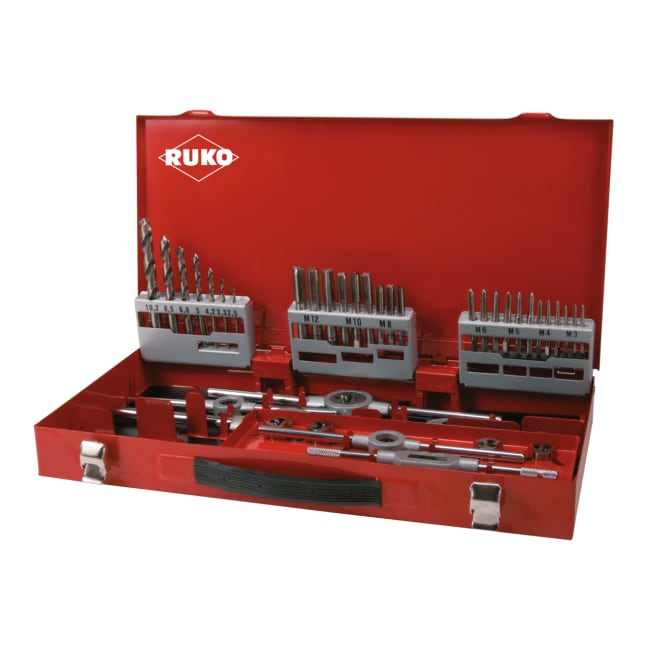 RUKO 44-piece Set of Thread-Cutting Tools HSS in Steel Case