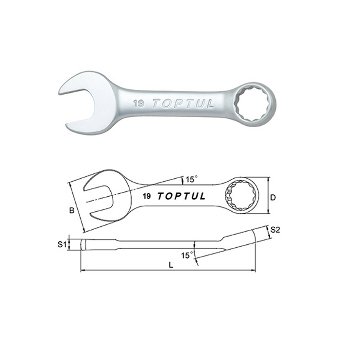 Toptul Midget Combination Spanner 8mm