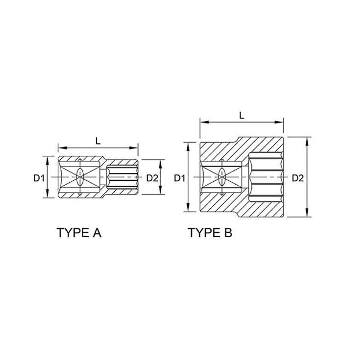 Toptul 12 Point CR-V Socket 3/8in Dr. x 14mm x 28mm
