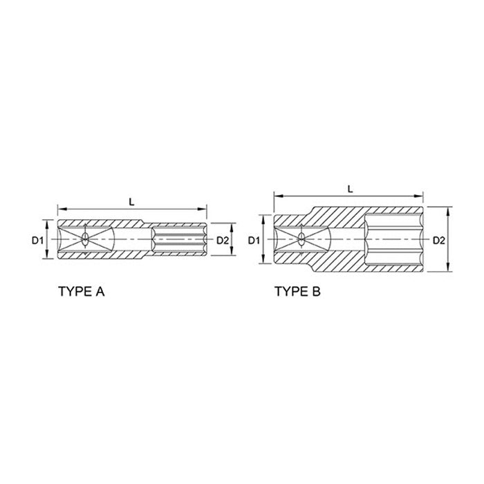Toptul 6 Point CR-V Deep Socket 1/4in Dr. x 9/16in x 50mm