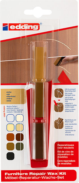 edding e-8901/3 Furniture Repair Wax Kit, Oak