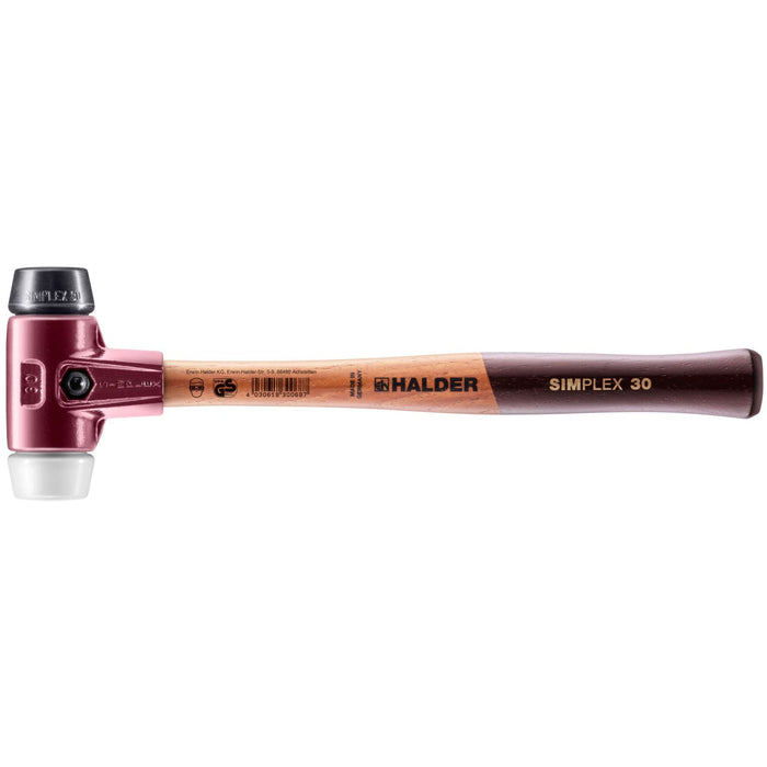 Halder SIMPLEX Soft-Face Mallet Cast Steel Housing & Wood Handle Rubber/Superplastic 335g