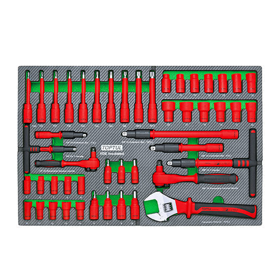 Toptul 1/2in & 3/8in Insulated VDE Socket & Adjustable Wrench Set EVA