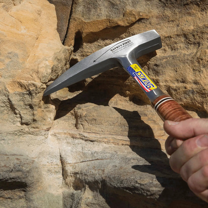 Estwing 22 Oz Solid Steel Rock Pick With Pointed Tip And Leather Grip