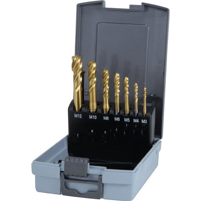 RUKO 7 Piece Machine Spiral Taps Type C HSS TiN in Plastic Case
