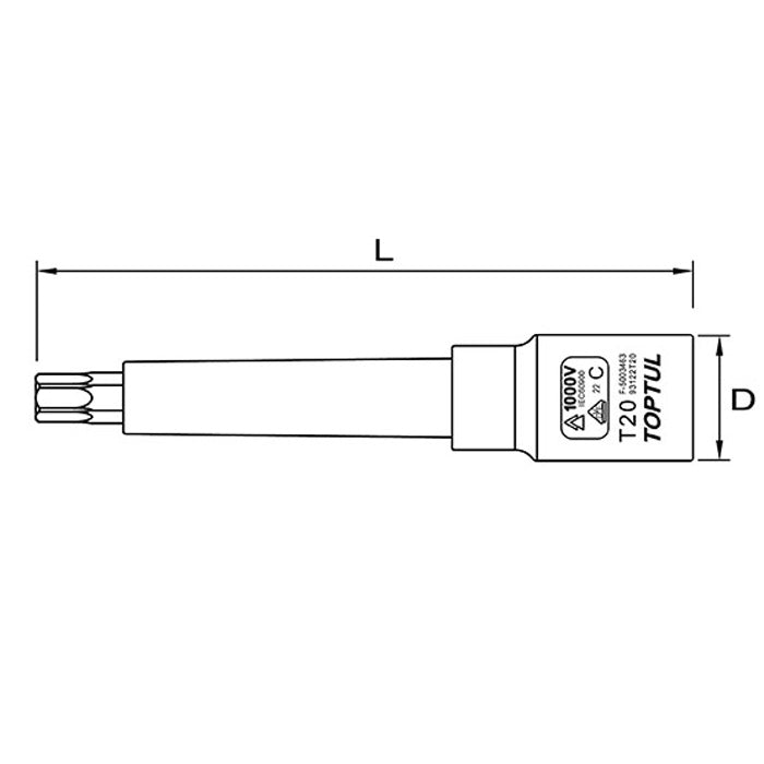 Toptul VDE Torx Bit Socket 3/8in Dr. x TX20