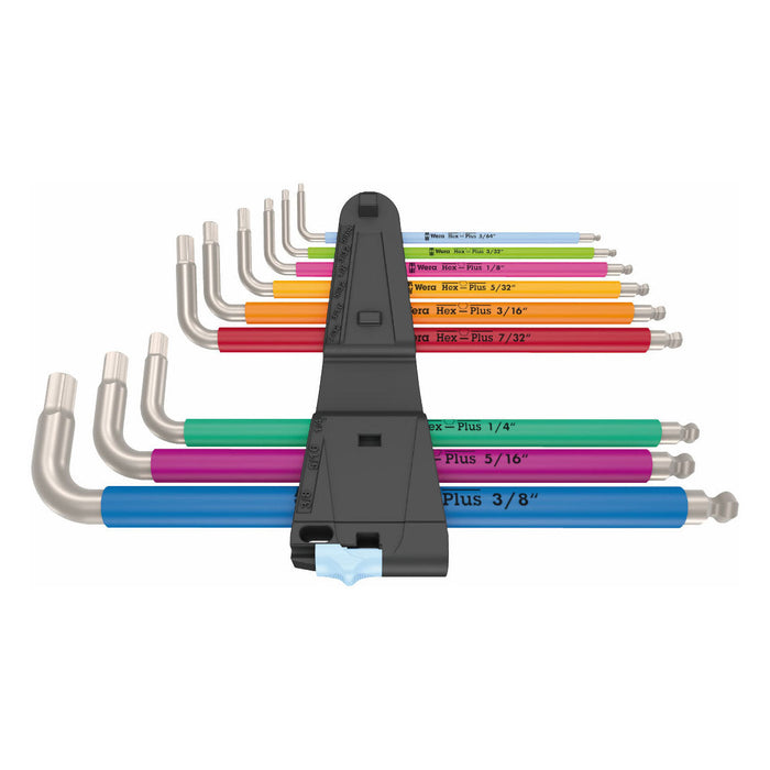 Wera 3950/9 Hex-Plus Multicolour SAE Stainless 1 L-Key 9 Pce Set 022860