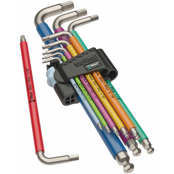 Wera 3950/9 Hex-Plus Multicolour SAE Stainless 1 L-Key 9 Pce Set 022860
