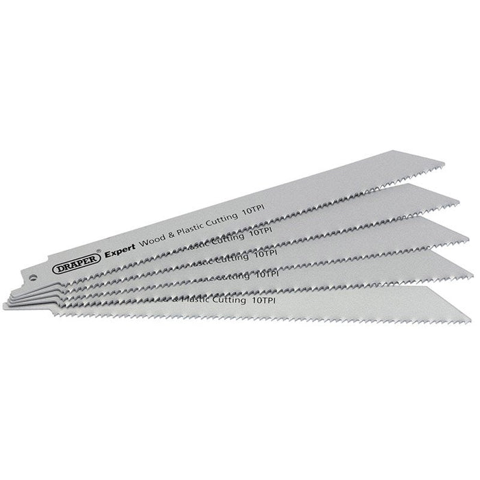 Draper Tools 250mm Reciprocating Saw Blades (10tpi) - Pack of 5 Blades