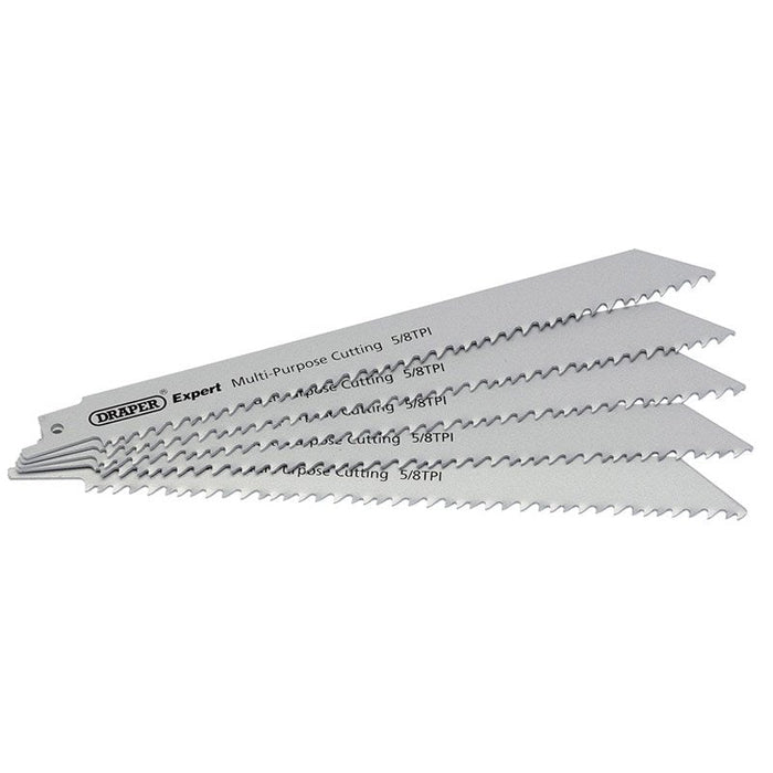 Draper Tools Expert 250mm 5/8tpi HSS Reciprocating Saw Blades for Multi Purpose Cutting - Pack of 5 Blades