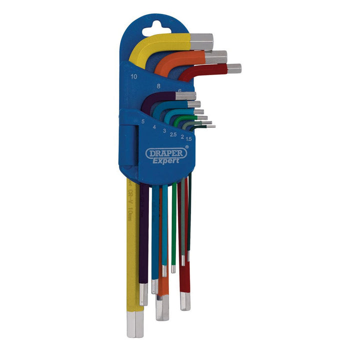 Draper Expert Metric Long Arm Hex Key Set, Colour Coded, 9 Pce