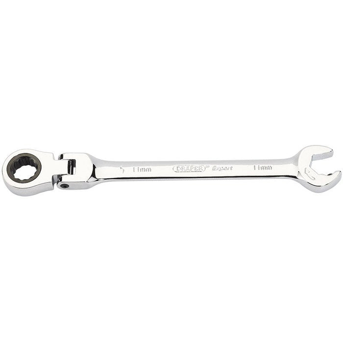 Draper Tools Metric Combination Spanner with Flexible Head and Double Ratcheting Features (11mm)