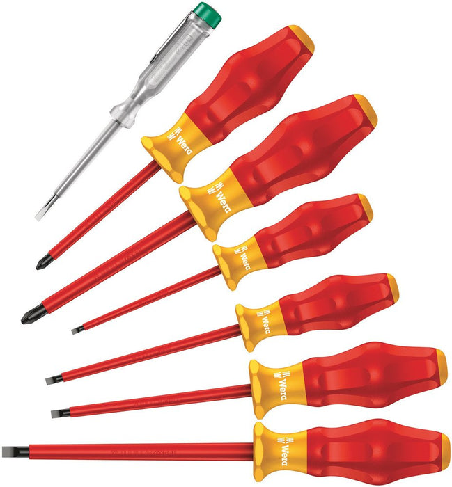 Wera 1160 I/7 Safety Screwdriver Set Kraftform Comfort VDE & Voltage Tester 7 Pce 031575