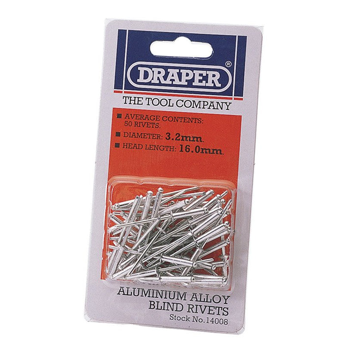Draper Tools 50 x 3.2mm x 15.8mm Blind Rivets