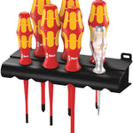 Wera 160 Screwdriver Set Voltage Tester + Rack Reduced Blade Diameter 7 Pce 006480