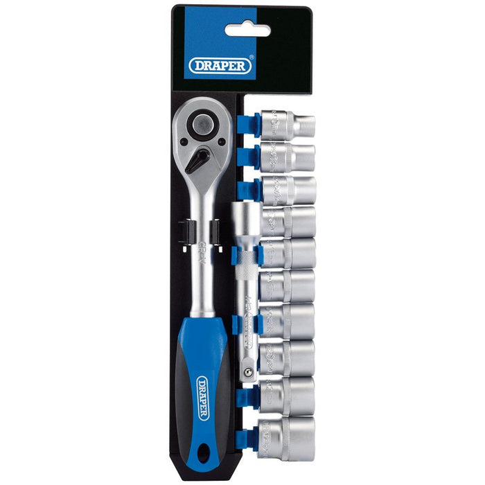 Draper Tools 1/2 Sq. Dr. Metric Socket and Ratchet Set (12 Piece)